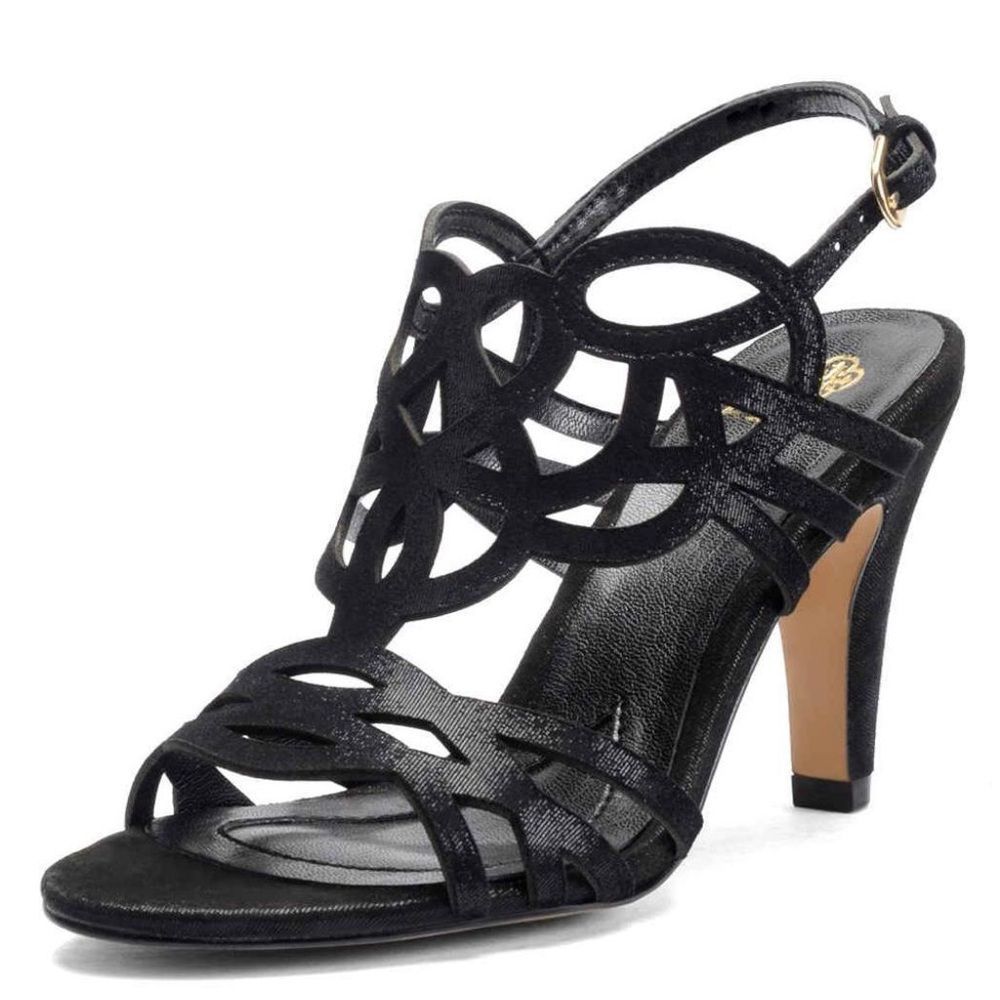 Isola Delano Leather Strappy Laser Cut Open Toe Slingback Heels Size 10